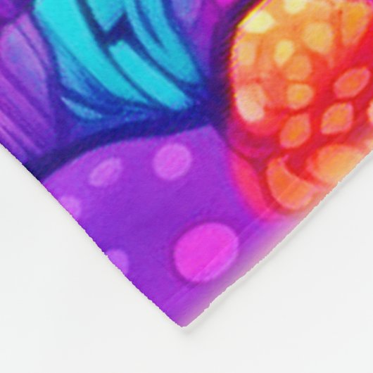 Farbenfrohe Mushroom-Muster Fleecedecke (Ecke)