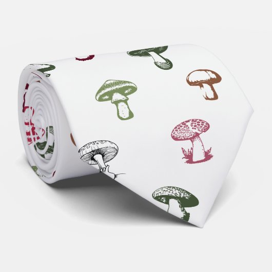 Farbenfrohe Mushroom-Muster Krawatte (Gerollt)