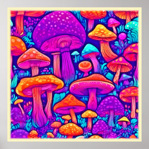 Farbenfrohe Mushroom-Muster Poster