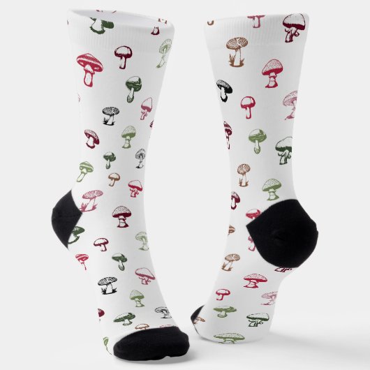 Farbenfrohe Mushroom-Muster Socken (Gewinkelt)