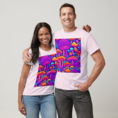 Farbenfrohe Mushroom-Muster T-Shirt (Unisex)