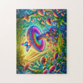Farbenfrohe Mushroom World Psychedelic Fantasy Art Puzzle (Vertikal)