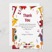 Farbenfrohe Musical Babydusche Vielen Dank Karten (Vorne/Hinten)