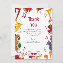 Farbenfrohe Musical Babydusche Vielen Dank Karten