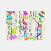 Farbenfrohe Musical Birds Fleece Blankon Spring (Vorderseite (Horizontal))