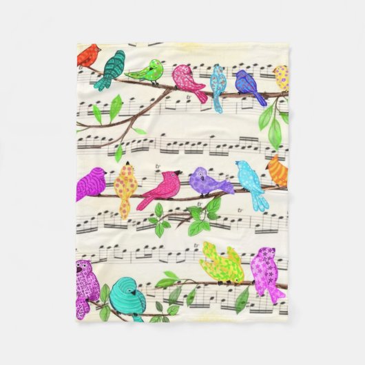Farbenfrohe Musical Birds Fleece Blankon Spring (Vorderseite)
