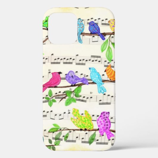 Farbenfrohe Musical Birds iPhone Case (Rückseite)
