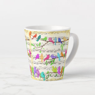 Farbenfrohe Musical Birds Latte Tasse