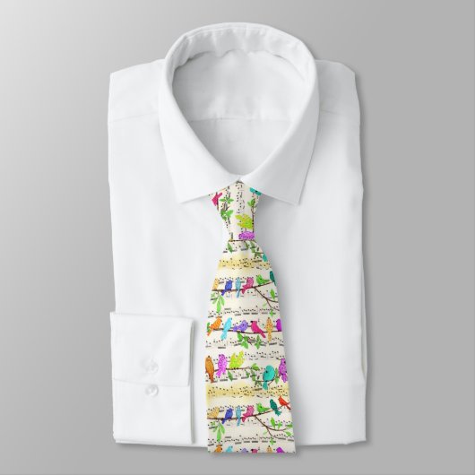Farbenfrohe Musical Birds Neck Tie - Spring Krawatte (Gebunden)