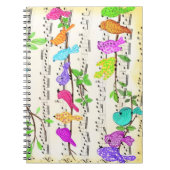 Farbenfrohe Musical Birds Notebook Notizblock (Vorderseite)