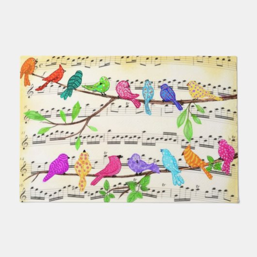 Farbenfrohe Musical Birds Symphony Doormat Spring Fußmatte (Vorderseite)