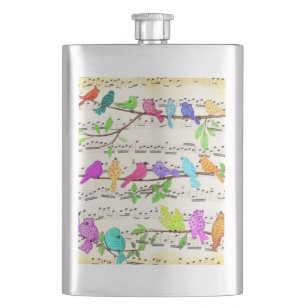Farbenfrohe Musical Birds Symphony Flask Flachmann