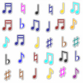 Farbenfrohe Musical Notes & Symbols Aufkleber (Vorderseite)