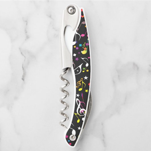 Farbenfrohe Musical Notes / The BOSS (Ihr Text) Kellnermesser (Vorderseite)