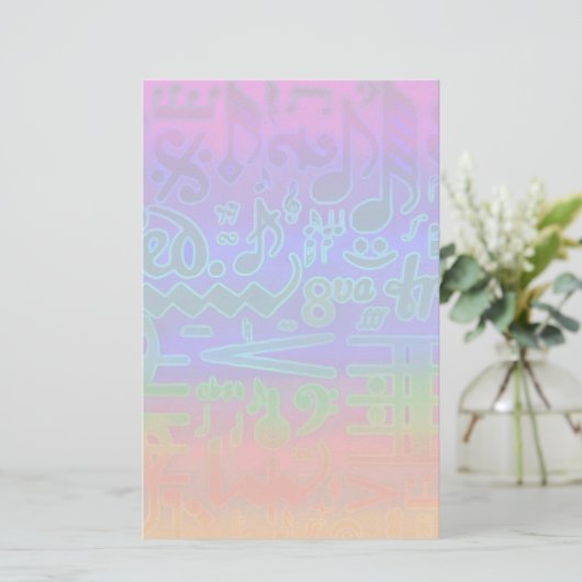 Farbenfrohe Musical Symbols Stationery Briefpapier (Stehend Vorderseite)