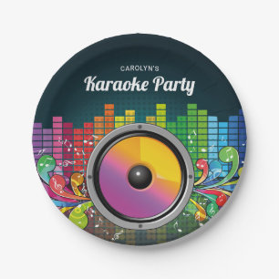 Farbenfrohe Musik-Karaoke-Geburtstagsfeier Pappteller