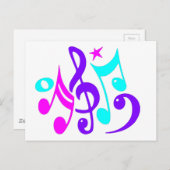 Farbenfrohe musikalische Hinweise Postkarte (Vorne/Hinten)