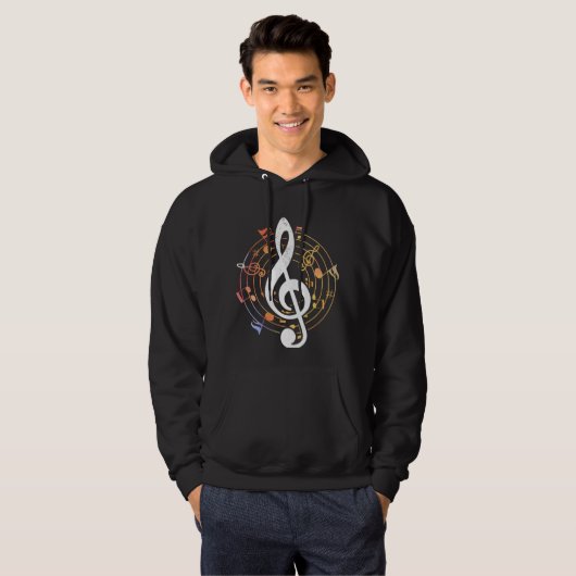 Farbenfrohe musikalische Note Treble Clef Hoodie (Vorne ganz)