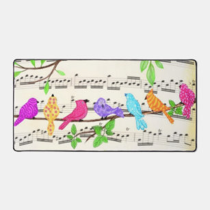 Farbenfrohe musikalische Vögel Schreibtischunterlage
