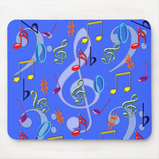 Farbenfrohe Musikernotes Mousepad II (Vorne)