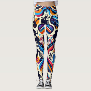Farbenfrohe Musikfestival-Konzertmuster Leggings
