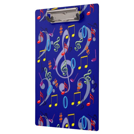 Farbenfrohe Musikhinweise Zwischenablage Klemmbrett (Links)