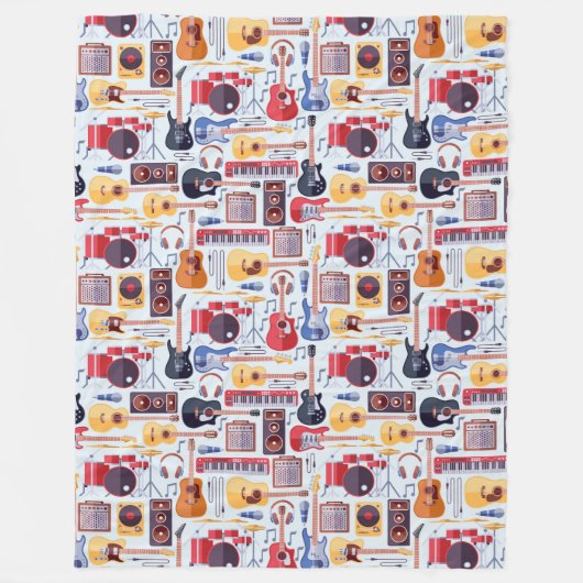 Farbenfrohe Musikinstrumente Muster Fleecedecke (Vorderseite)