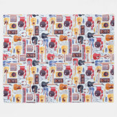 Farbenfrohe Musikinstrumente Muster Fleecedecke (Vorderseite (Horizontal))