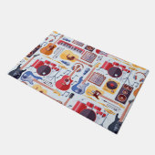 Farbenfrohe Musikinstrumente Muster Fußmatte (Schrägansicht)