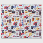 Farbenfrohe Musikinstrumente Muster Geschenkpapier (Flach)