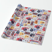 Farbenfrohe Musikinstrumente Muster Geschenkpapier (Ungerollt)