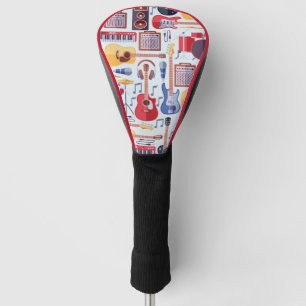 Farbenfrohe Musikinstrumente Muster Golf Headcover