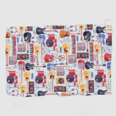 Farbenfrohe Musikinstrumente Muster Golfhandtuch (Horizontal)