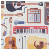 Farbenfrohe Musikinstrumente Muster Stoff (Nahaufnahme)