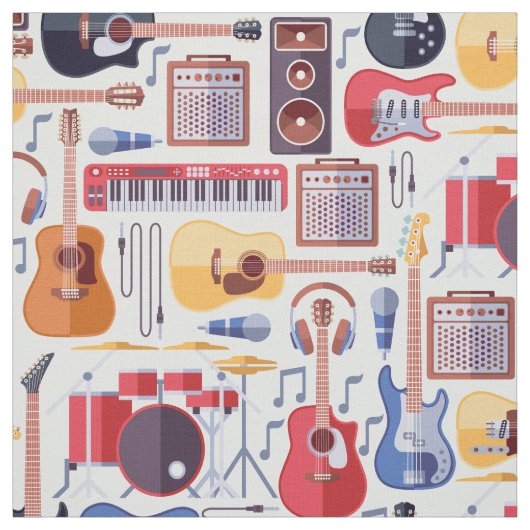 Farbenfrohe Musikinstrumente Muster Stoff (Muster)
