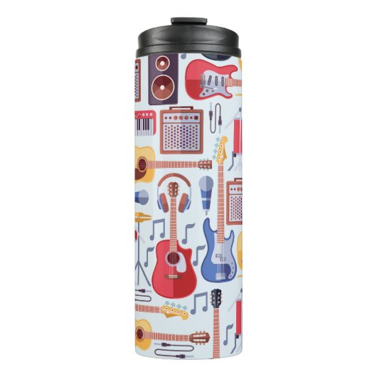 Farbenfrohe Musikinstrumente Muster Thermosbecher (Vorderseite)