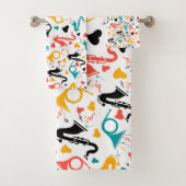 Farbenfrohe Musikinstrumente Note & Herz Muster Badhandtuch Set (Insitu)