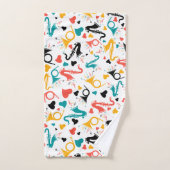 Farbenfrohe Musikinstrumente Note & Herz Muster Badhandtuch Set (Handtuch)