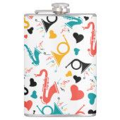 Farbenfrohe Musikinstrumente Note & Herz Muster Flachmann (Vorderseite)