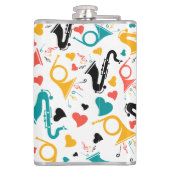 Farbenfrohe Musikinstrumente Note & Herz Muster Flachmann (Rückseite)