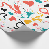 Farbenfrohe Musikinstrumente Note & Herz Muster Geschenkpapier (Ecke)