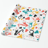 Farbenfrohe Musikinstrumente Note & Herz Muster Geschenkpapier (Ungerollt)