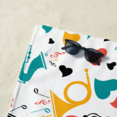 Farbenfrohe Musikinstrumente Note & Herz Muster Strandtuch (Beispiel)