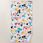 Farbenfrohe Musikinstrumente Note & Herz Muster Strandtuch (Vorderseite)