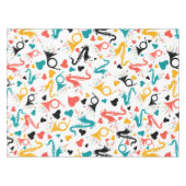 Farbenfrohe Musikinstrumente Note & Herz Muster Tischdecke (Vorderseite (Horizontal))