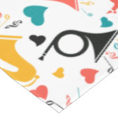 Farbenfrohe Musikinstrumente Note & Herz Muster Tischdecke (Schrägansicht)