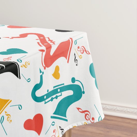 Farbenfrohe Musikinstrumente Note & Herz Muster Tischdecke (Beispiel)