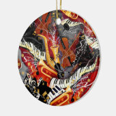 Farbenfrohe Musikinstrumente, Sax, Trumpet, Juleez Keramik Ornament (Links)