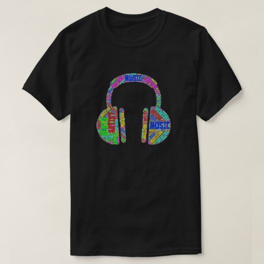 Farbenfrohe Musikkopfhörer Grafik-T - Shirt (Design vorne)