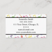 Farbenfrohe Musiknote Musikermusiklehrerin Visitenkarte (Rückseite)